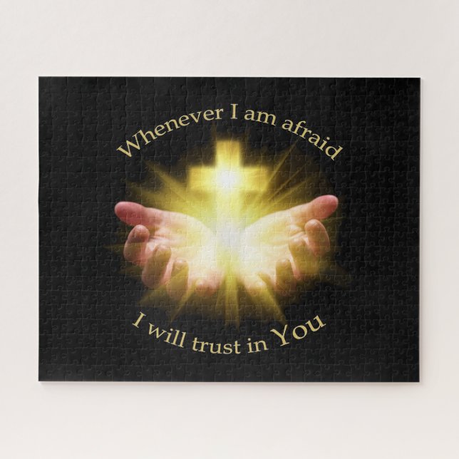 Bible quote with hands holding Cross Jigsaw Puzzle (Horizontal)