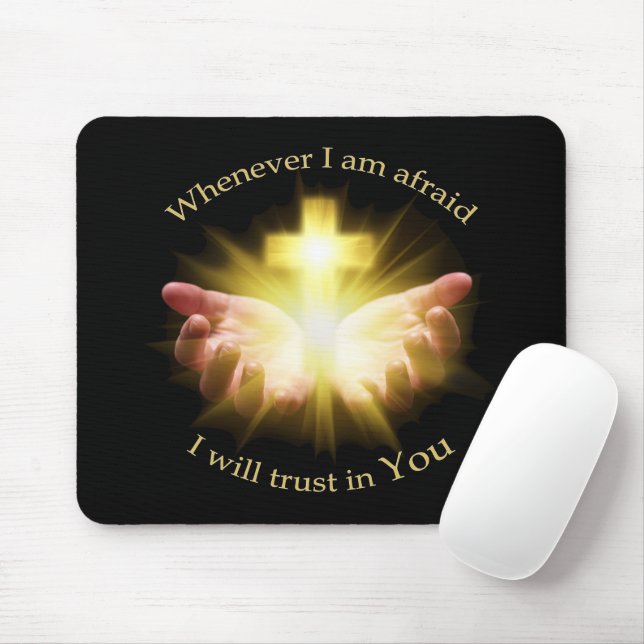 Bible quote with hands holding Cross Mouse Mat (With Mouse)