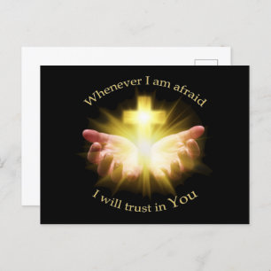 Bible quote with hands holding Cross Postcard