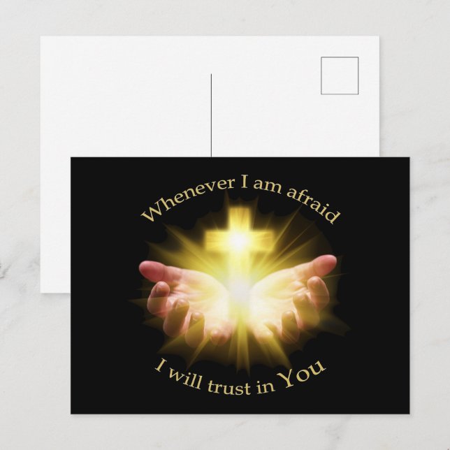 Bible quote with hands holding Cross Postcard (Front/Back)