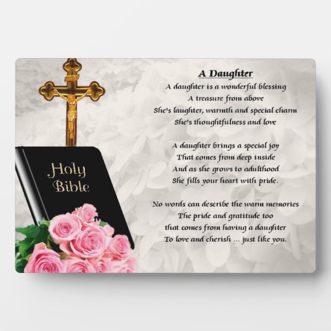 Bible & Roses - Daughter Poem plaque (Front)