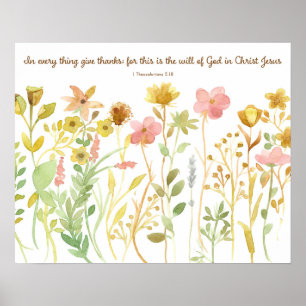 Bible Scripture 1 Thessalonians 5:11 Wildflowers Poster