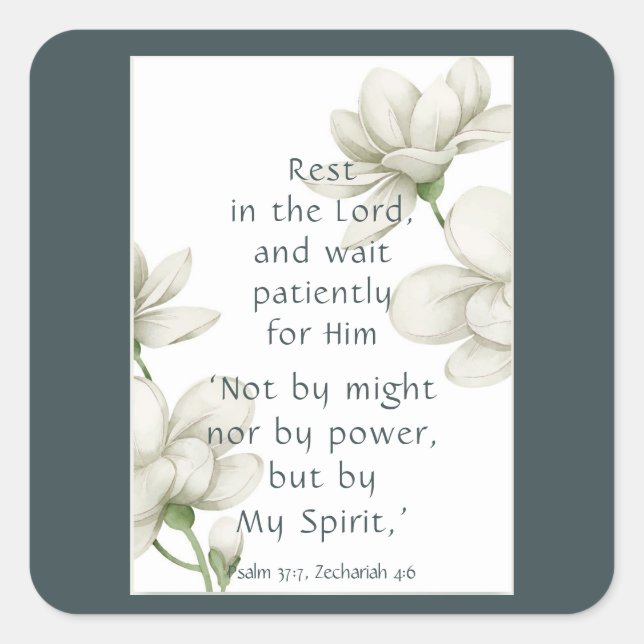 Bible Scripture Encouragement Quotes White Flower  Square Sticker (Front)
