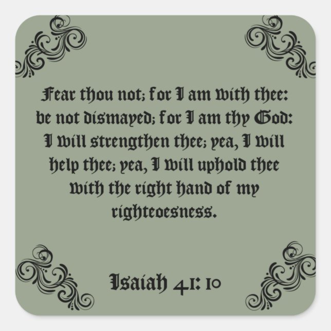 BIBLE SCRIPTURE "FEAR THOU NOT"  SQUARE STICKER (Front)