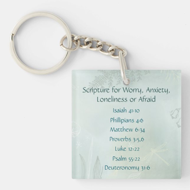 Bible Scripture for Worry Anxiety, Loneliness Fear Key Ring (Front)