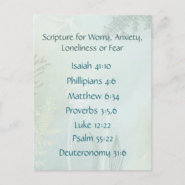 Bible Scripture for Worry Anxiety, Loneliness Fear Postcard (Front)