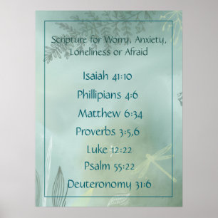 Bible Scripture for Worry Anxiety, Loneliness Fear Poster