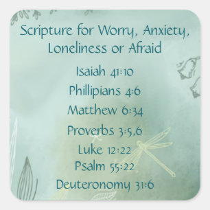 Bible Scripture for Worry, Anxiety, Lonliness, Fea Square Sticker