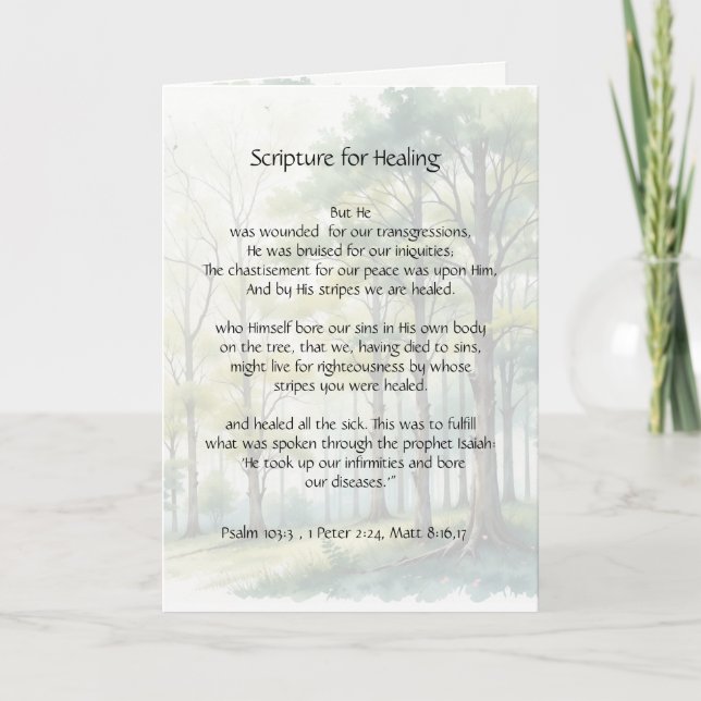 Bible Scripture  Healing Health Sickness Get Well Card (Front)