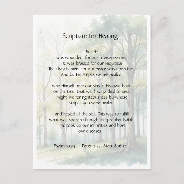 Bible Scripture  Healing Health Sickness Get Well Postcard (Front)