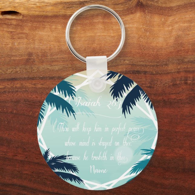Bible scripture Isaiah 26:3 Key Ring (Front)