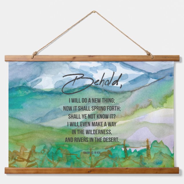 Bible Scripture Isaiah 43 Behold Desert Mountains  Hanging Tapestry (Front)
