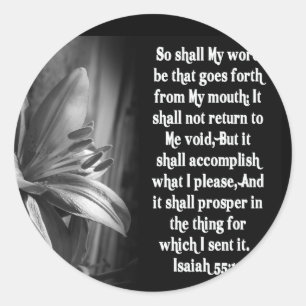BIBLE SCRIPTURE ISAIAH 55:11 CLASSIC ROUND STICKER
