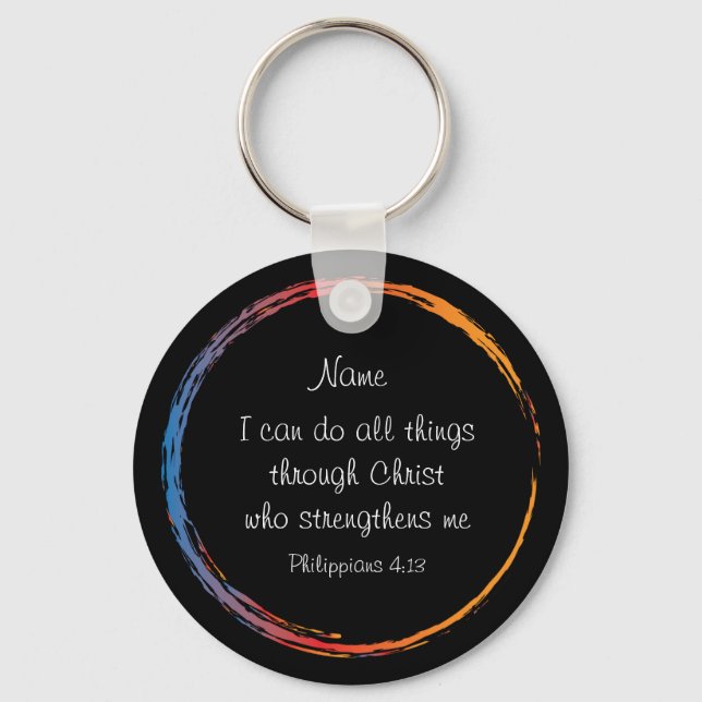 Bible scripture Philippians 4:13 Strength Prayer Key Ring (Front)