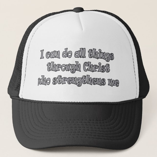 Bible scripture Philippians 4:13 Trucker Hat (Front)