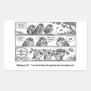 Bible Scripture Phillipians Cartoon Sparrow Art Rectangular Sticker