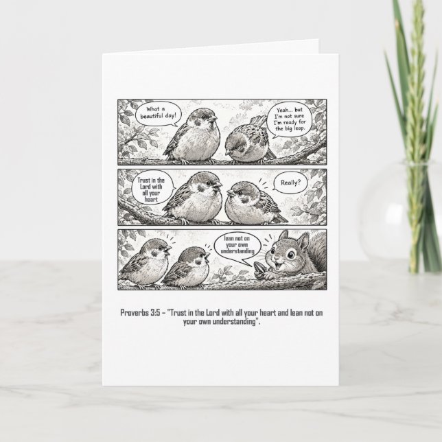 Bible Scripture Proverbs Cartoon Sparrow Art Card (Front)