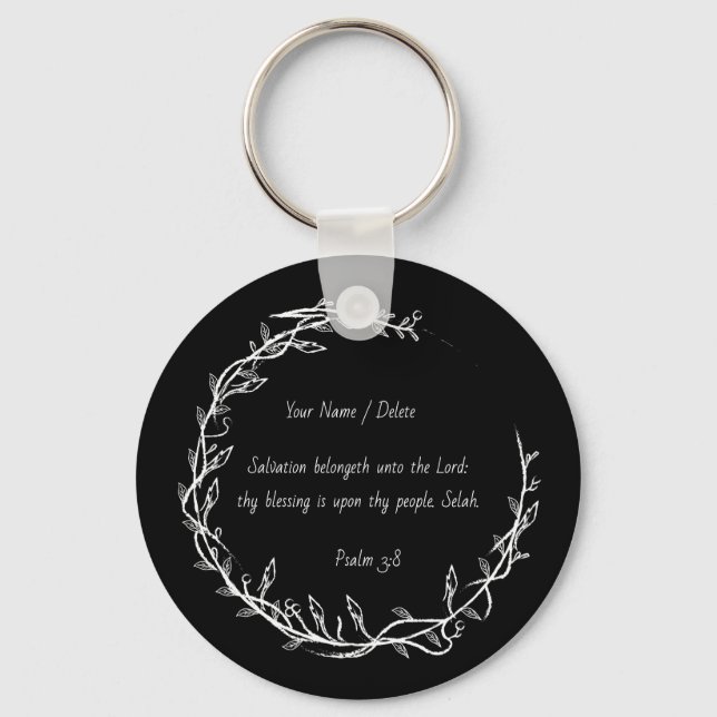 Bible scripture Psalm 3 - 8 Salvation prayer psalm Key Ring (Front)