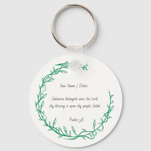 Bible scripture Psalm 3 - 8 Salvation psalm Key Ring (Front)