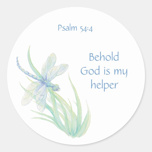 Bible Scripture Psalm 54:4 God is my Helper Quote Classic Round Sticker (Front)