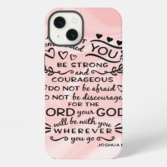 Bible Scripture Verse Joshua 1:19 Pink iPhone Case (Back)