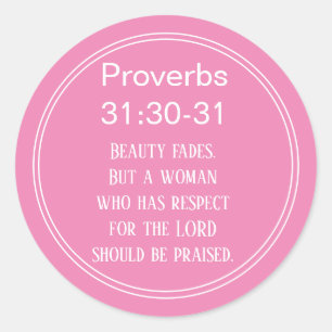 Bible scripture verse proverbs conference pink classic round sticker
