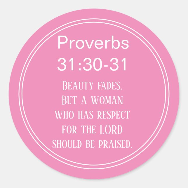 Bible scripture verse proverbs conference pink classic round sticker (Front)