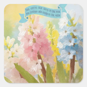 Bible Scriptures Mothers Day,Hyacinth Flowers Square Sticker