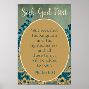 Bible Seek God First Floral Poster