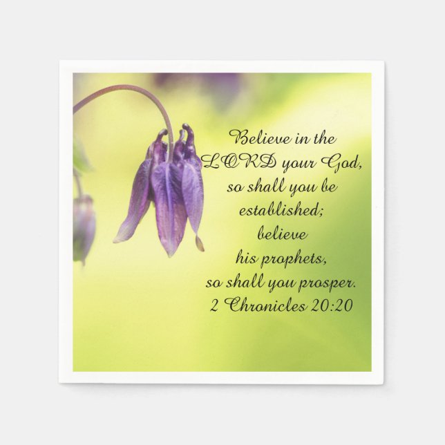Bible Text 2 Chronicles 20:20 Napkin (Front)