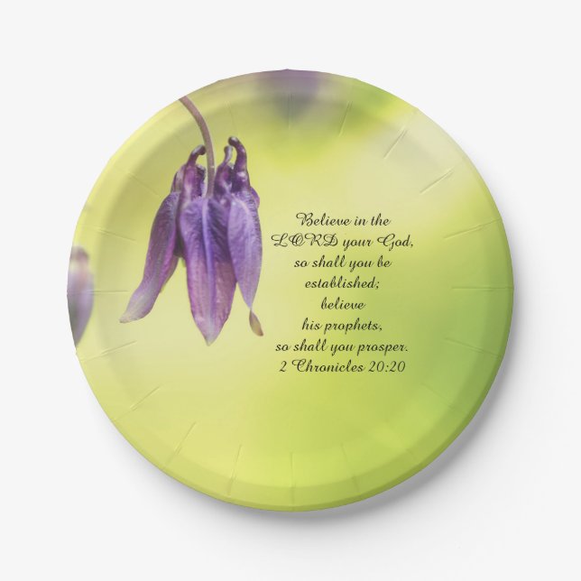 Bible Text 2 Chronicles 20:20 Paper Plate (Front)