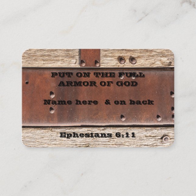 Bible text Ephesian 6 Put on full Armour of God Business Card (Front)