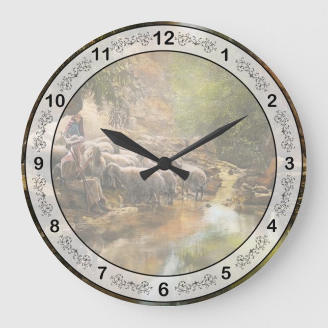 Bible - The Lord is my shepherd - 1910 Large Clock (Front)