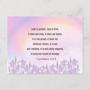 Bible verse 1 Corinthians 13 4-5, Love Postcard
