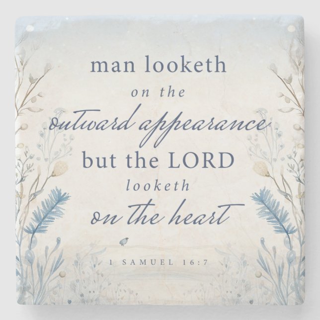 Bible Verse 1 Samuel 16:7 Watercolour Coaster (Front)