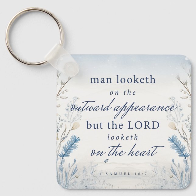 Bible Verse 1 Samuel 16:7 Watercolour Keychain (Front)