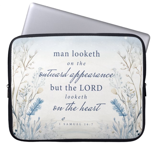 Bible Verse 1 Samuel 16:7 Watercolour Laptop Sleeve (Front)