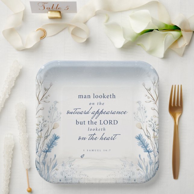 Bible Verse 1 Samuel 16:7 Watercolour Paper Plate (Wedding)