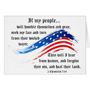 Bible Verse 2 Chronicles 7:14, USA Flag Card