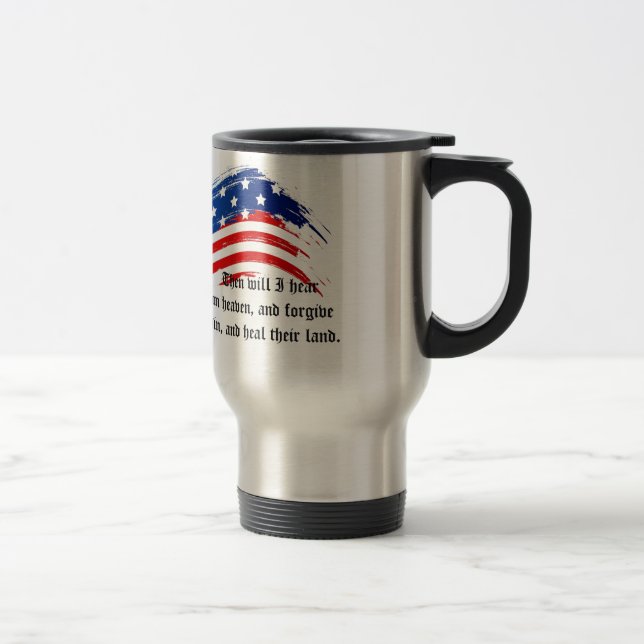 Bible Verse 2 Chronicles 7:14, USA Flag Mug (Right)