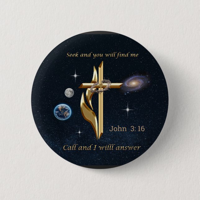 Bible verse 6 cm round badge (Front)