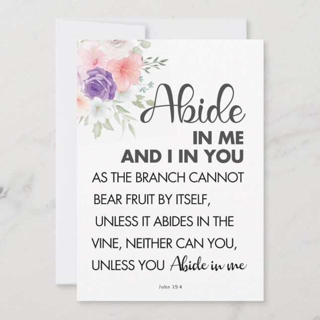Bible verse Abide in Me Invitation (Front)