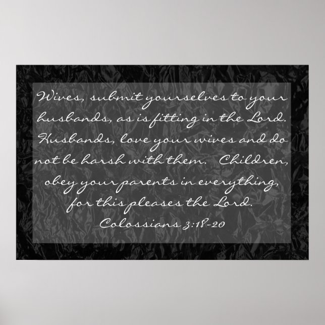 bible verse about family Colossians 3:18-20 Poster (Front)