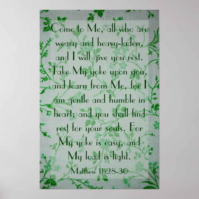 bible verse about peace Matthew 11:28-30 Poster (Front)
