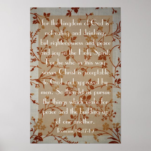 bible verse about peace Roman 14:17-19 Poster (Front)