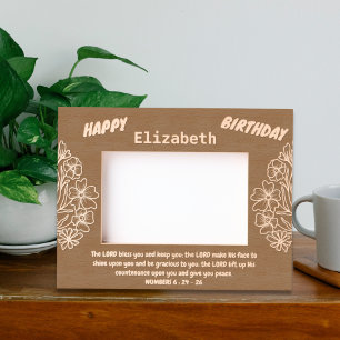 Bible Verse and Floral Bouquet For Birthday Etched Frames
