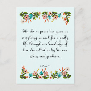 Bible Verse Art - 2 Peter 1:3 Postcard