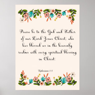 Bible Verse Art - Ephesians 1:3 Poster