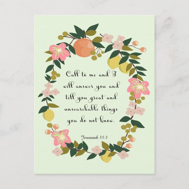 Bible Verse Art - Jeremiah 33:3 Postcard (Front)