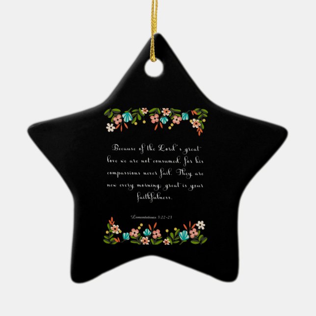 Bible Verse Art - Lamentation 3:22-23 Ceramic Tree Decoration (Front)